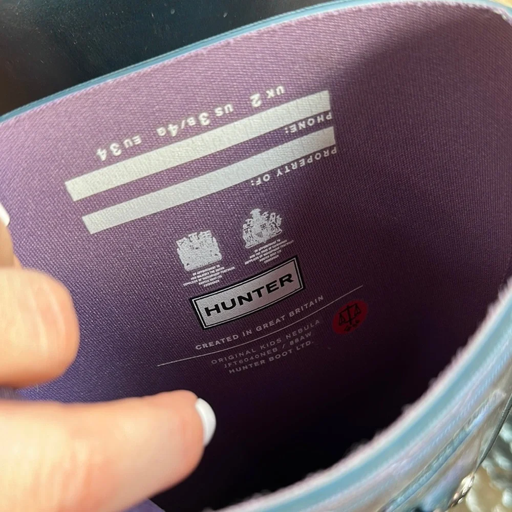 Hunter Multicolor Shimmer iridescent Boots size 3 - Picture 2 of 5